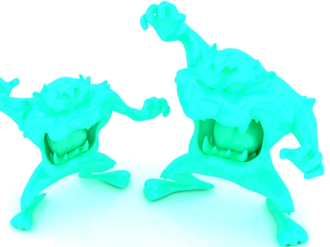 Wild Monster Figurine Set 3D Print Model