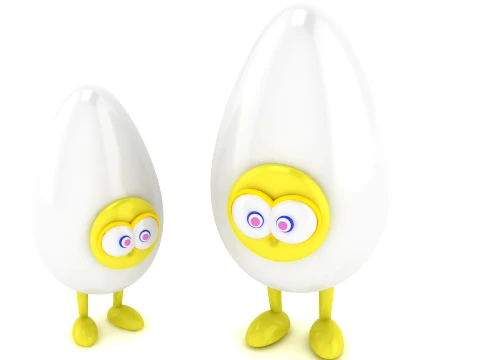 Cute Egg Character Figurine Set 3D Print Model