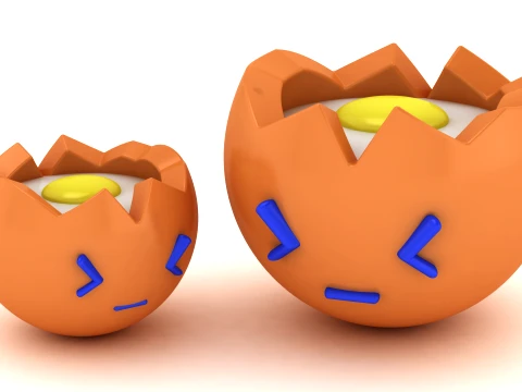 Cute Eggshell Bowl Figurine Set 3Dプリントモデル