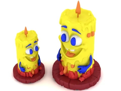 Cute Sponge Character Candle Set 3Dプリントモデル