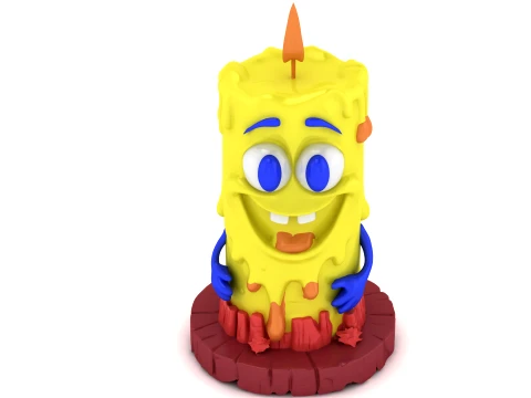 Cute Sponge Character Candle Set 3D Print Model