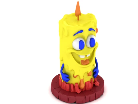 Cute Sponge Character Candle Set 3D Print Model