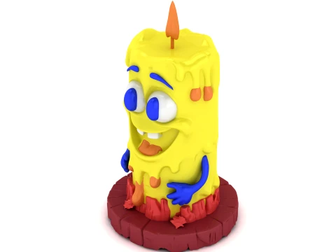 Cute Sponge Character Candle Set 3D Print Model