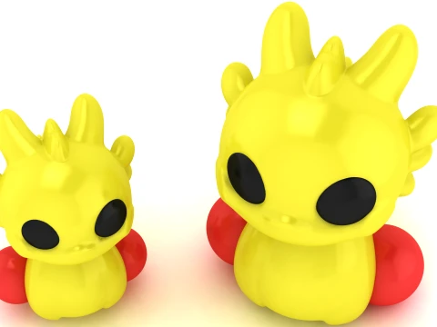 Cute Heart Dragon Figurine Set 3Dプリントモデル
