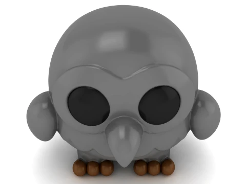 Cute Grey Owl Figurine Set 3D Print Model