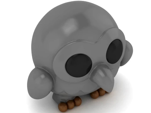 Cute Grey Owl Figurine Set 3D Print Model
