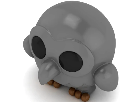 Cute Grey Owl Figurine Set 3D Print Model