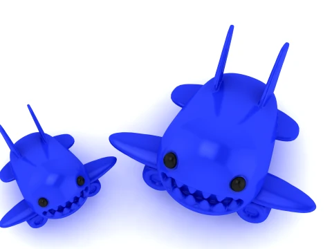 Cute Horned Shark Figurine Set 3D Print Model