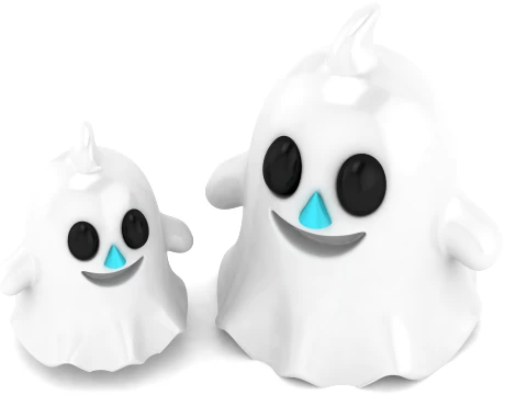 Cute Smiling Ghost Figurine Set 3Dプリントモデル