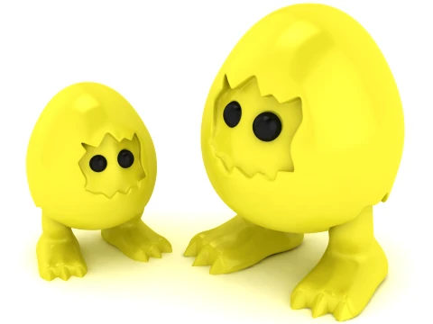 Hatching Egg Monster Figurine Set 3D Print Model