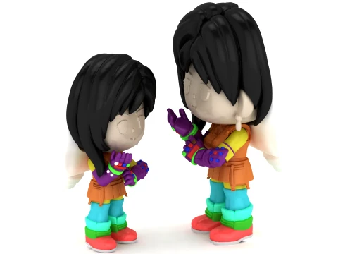 Mother and Daughter 3D Figurine 3Dプリントモデル
