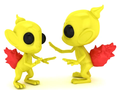 Cute Fire Sprite 3D Figurine Set 3D Print Model