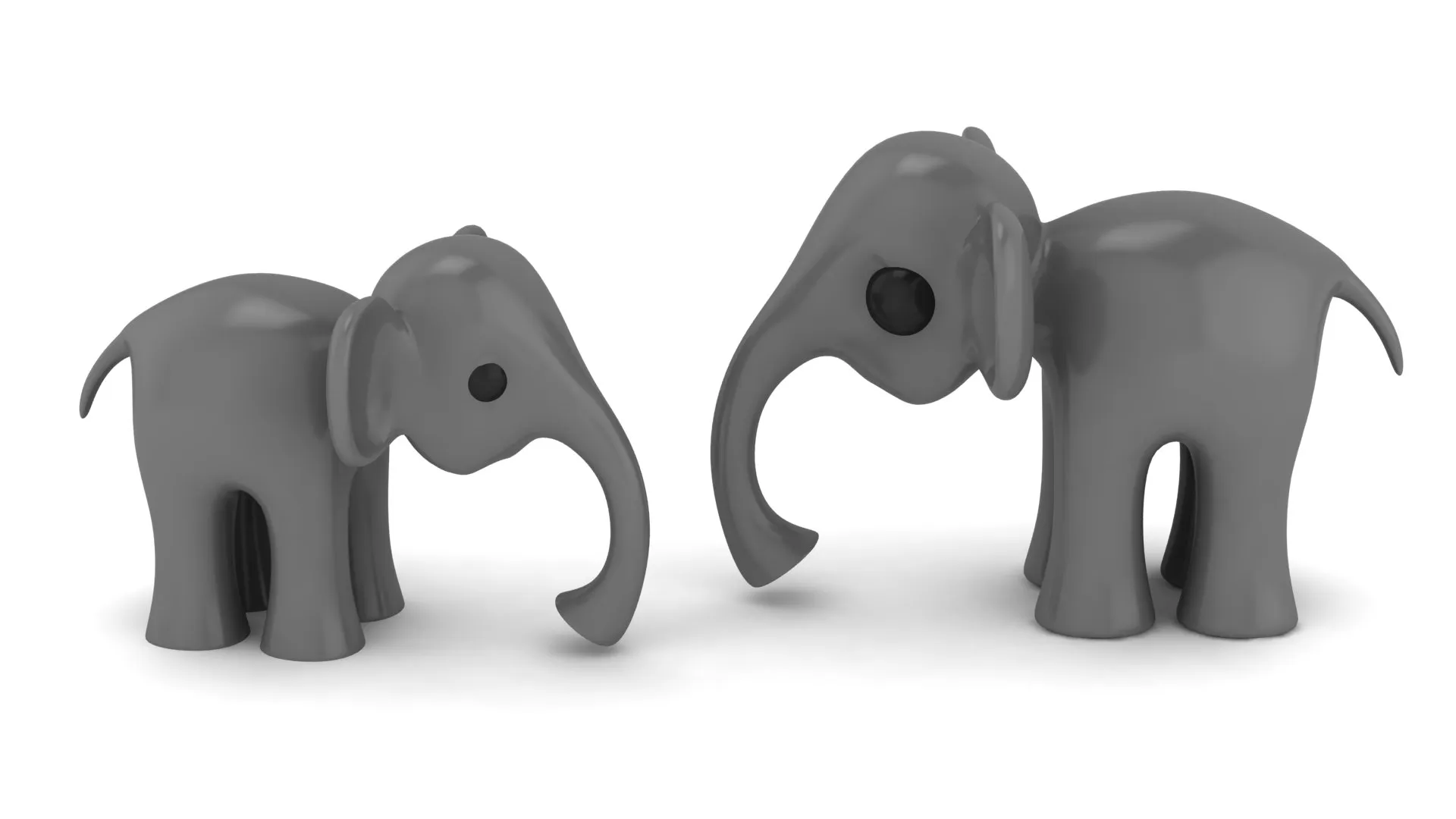 Stylized Elephant Set 3D Print Model .c4d .max .obj .3ds .fbx .stl .blend 