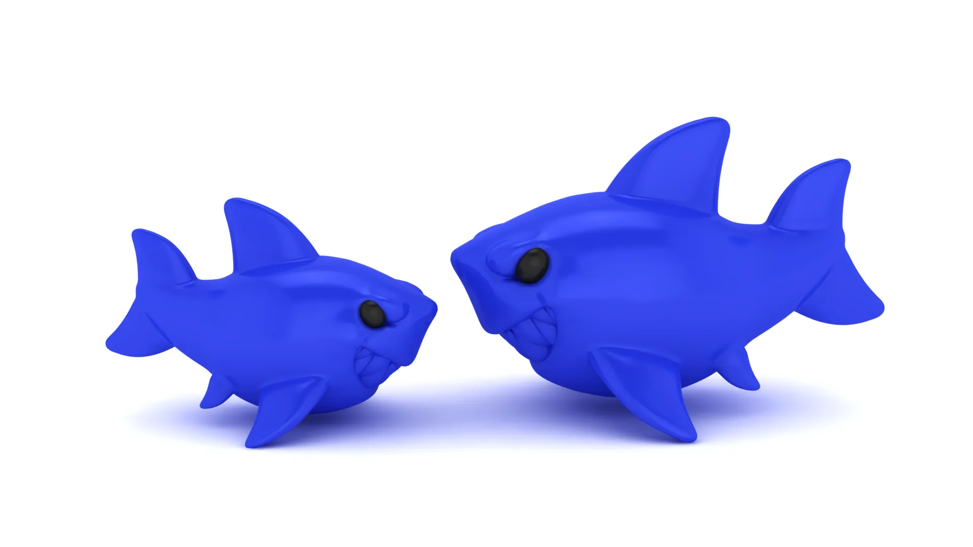 Stylized Shark Set 3D Print Model .c4d .max .obj .3ds .fbx .stl .blend 