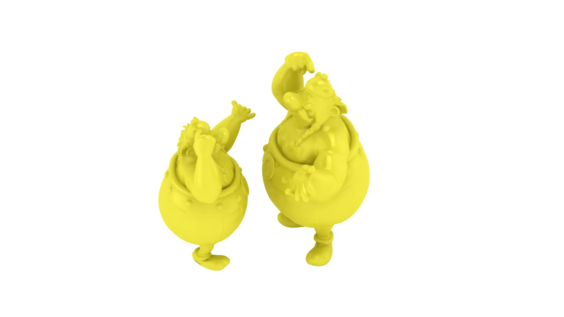 Cartoon Warrior Duo 3D Figurine Set 3D Print Model .c4d .max .obj .3ds .fbx .stl .blend