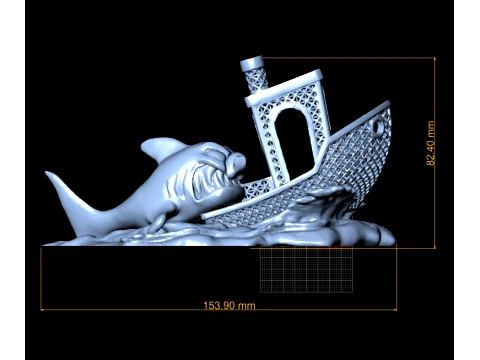 Shark Attack Fishing Boat Diorama Set 3D Print Model