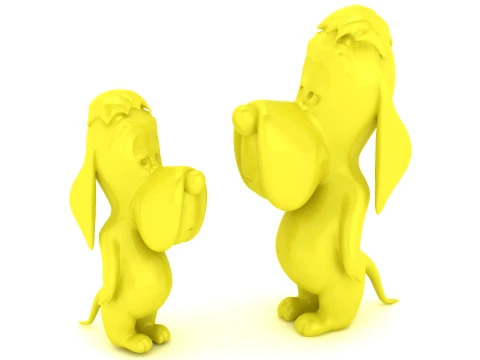 Cartoon Dog 3D Figurine Set 3D Print Model