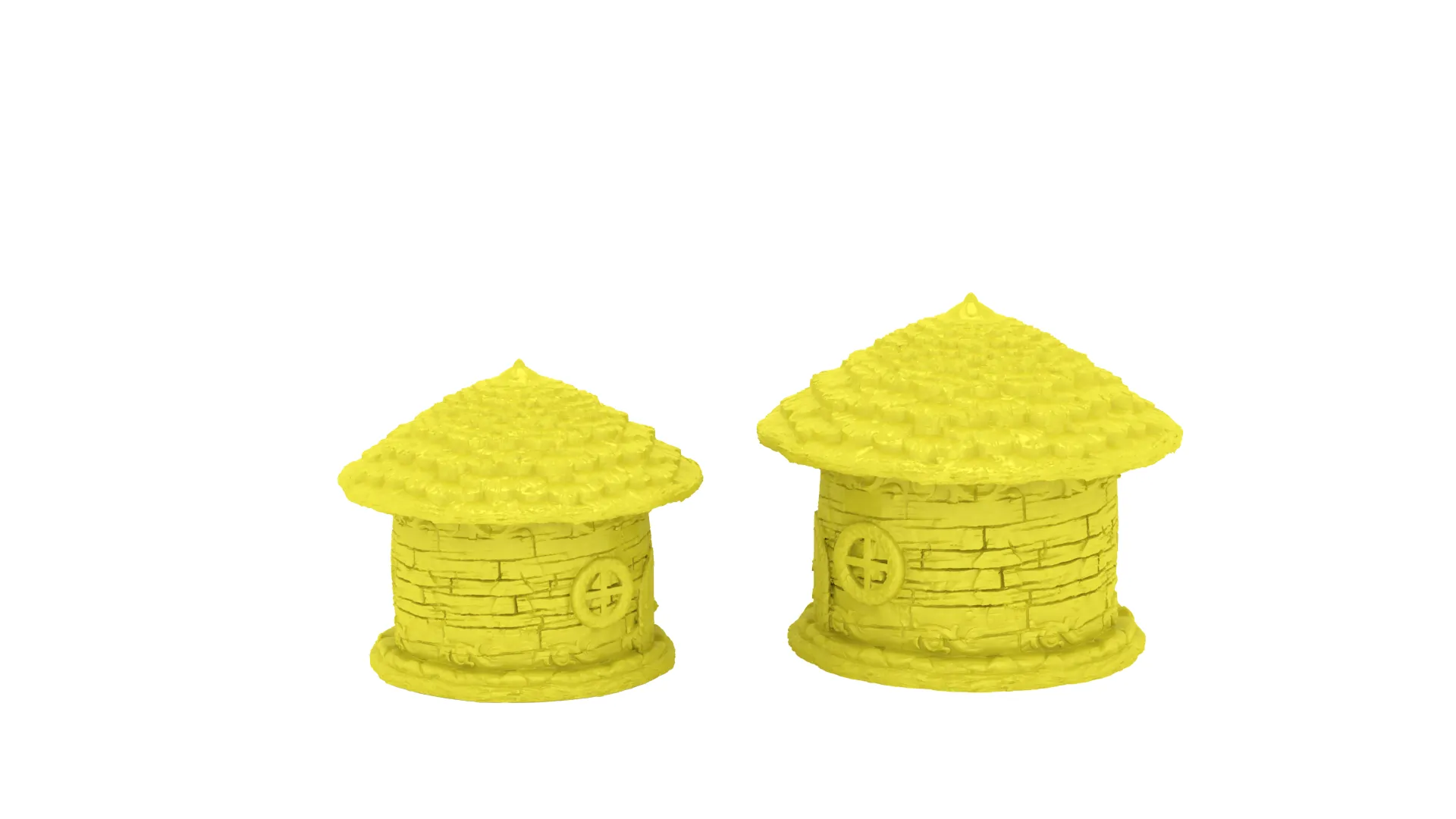 Round Thatched Cottage Set 3D Print Model .c4d .max .obj .3ds .fbx .stl .blend 