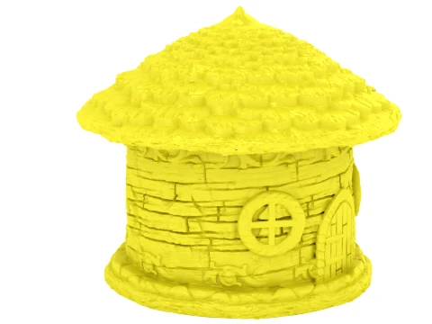 Round Thatched Cottage Set 3D Print Model