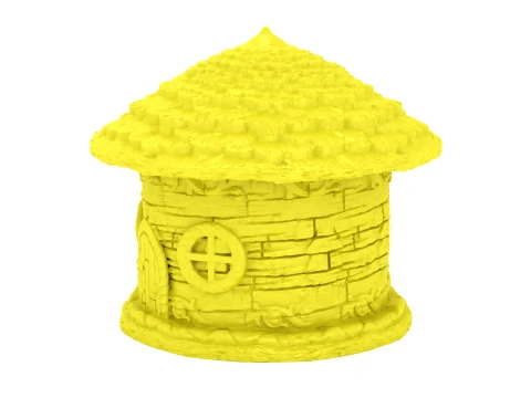 Round Thatched Cottage Set 3D Print Model