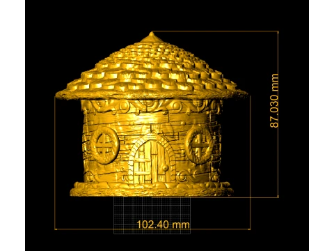 Round Thatched Cottage Set 3D Print Model