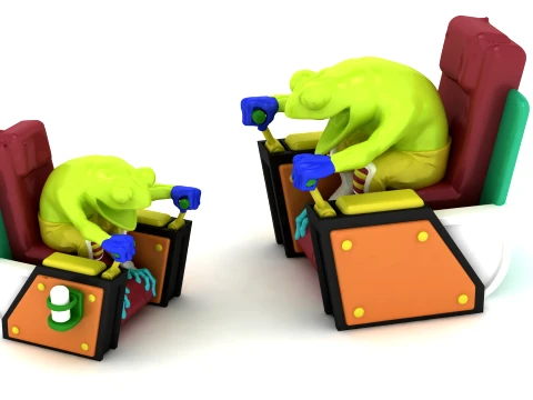 Frog Gamer Arcade Chair Set 3D Print Model