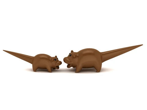 Cute Cartoon Rat Set 3D Print Model