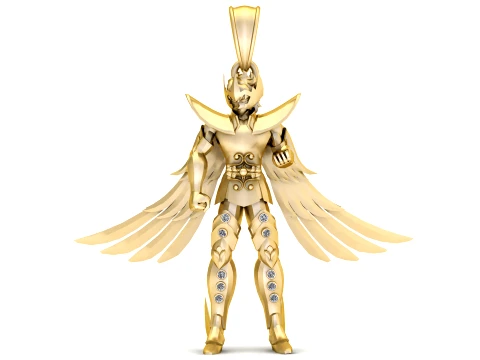 Golden Winged Warrior Armor Pendant Modello 3D