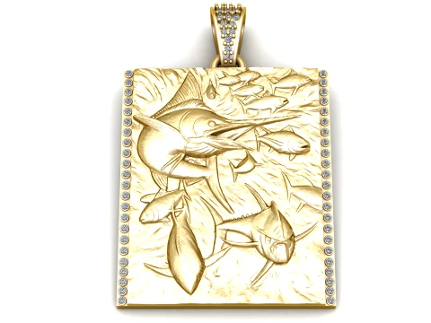Golden Marlin Ocean Fishing Pendant Modello 3D