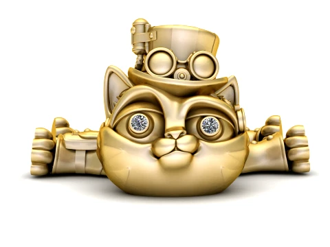 Steampunk Gold Cat Diamond Eye Jewelry Design 3Dモデル