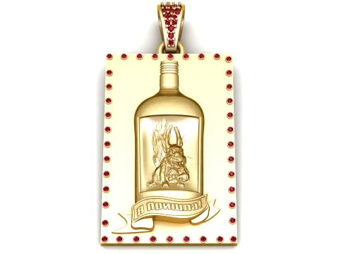 Golden Bottle Wildlife Ruby Gemstone Pendant Design 3Dモデル