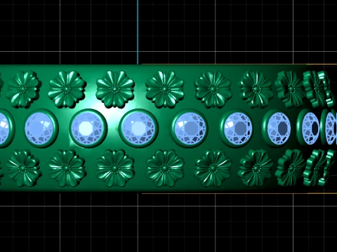 Elegant Floral Gemstone Bangle Jewelry Collection 3D Model