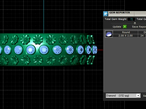 Elegant Floral Gemstone Bangle Jewelry Collection 3D Model