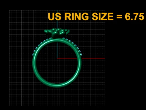 Elegant Floral Gemstone Double Ring Collection 3D Model