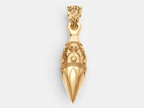 Luxury Gold Ornamental Dagger Pendant 3D Jewelry Design 3D Model