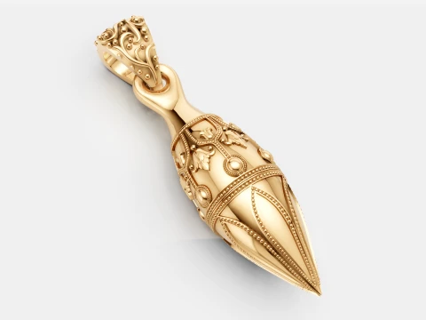Luxury Gold Ornamental Dagger Pendant 3D Jewelry Design 3D Model