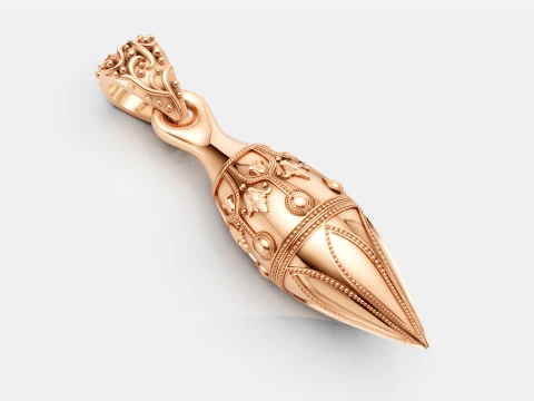 Luxury Gold Ornamental Dagger Pendant 3D Jewelry Design 3D Model