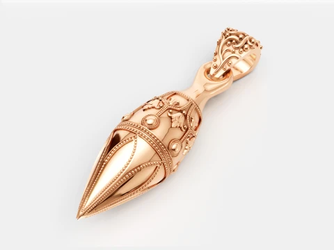 Luxury Gold Ornamental Dagger Pendant 3D Jewelry Design 3D Model