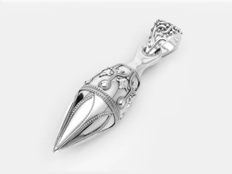 Luxury Gold Ornamental Dagger Pendant 3D Jewelry Design 3D Model