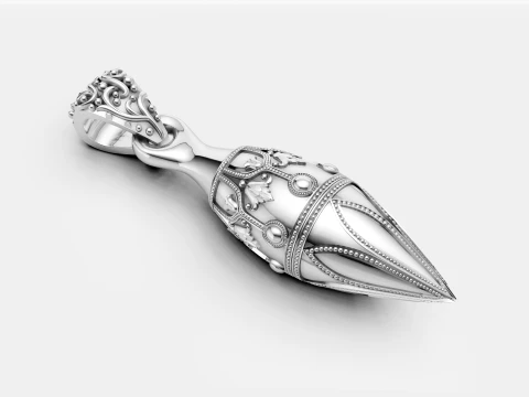 Luxury Gold Ornamental Dagger Pendant 3D Jewelry Design 3D Model