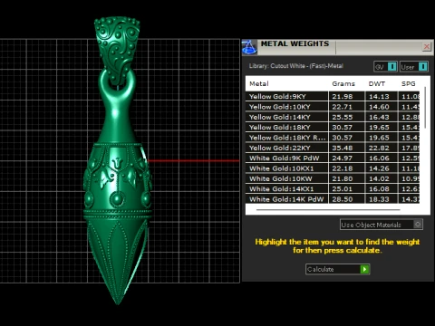 Luxury Gold Ornamental Dagger Pendant 3D Jewelry Design 3D Model