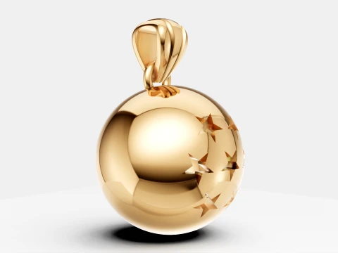 Luxury Gold Star Sphere Pendant 3D Jewelry Design 3D Model