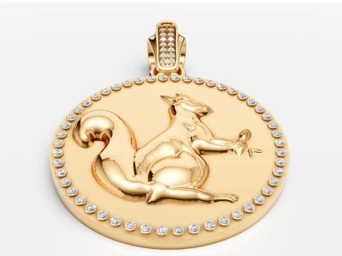 Luxury Gold Squirrel Pendant Diamond 3D Jewelry Design 3D Model