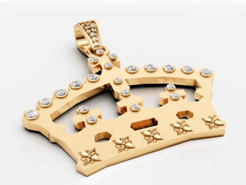 Luxury Gold Royal Crown Pendant Diamond 3D Jewelry Design 3D Model