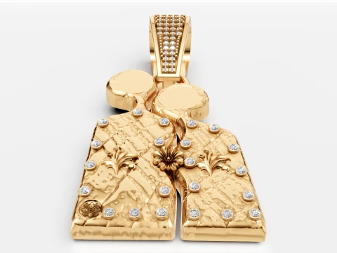Luxury Gold Traditional Outfit Pendant Diamond-Studded 3D Jewelry Design 3D Model