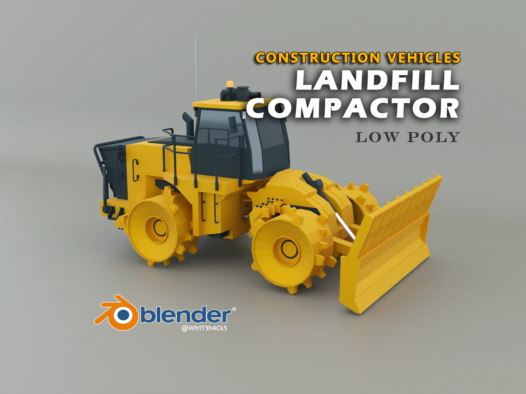 Landfill Compactor - Heavy Vehicle 3D Model .c4d .max .obj .3ds .fbx .stl .blend 