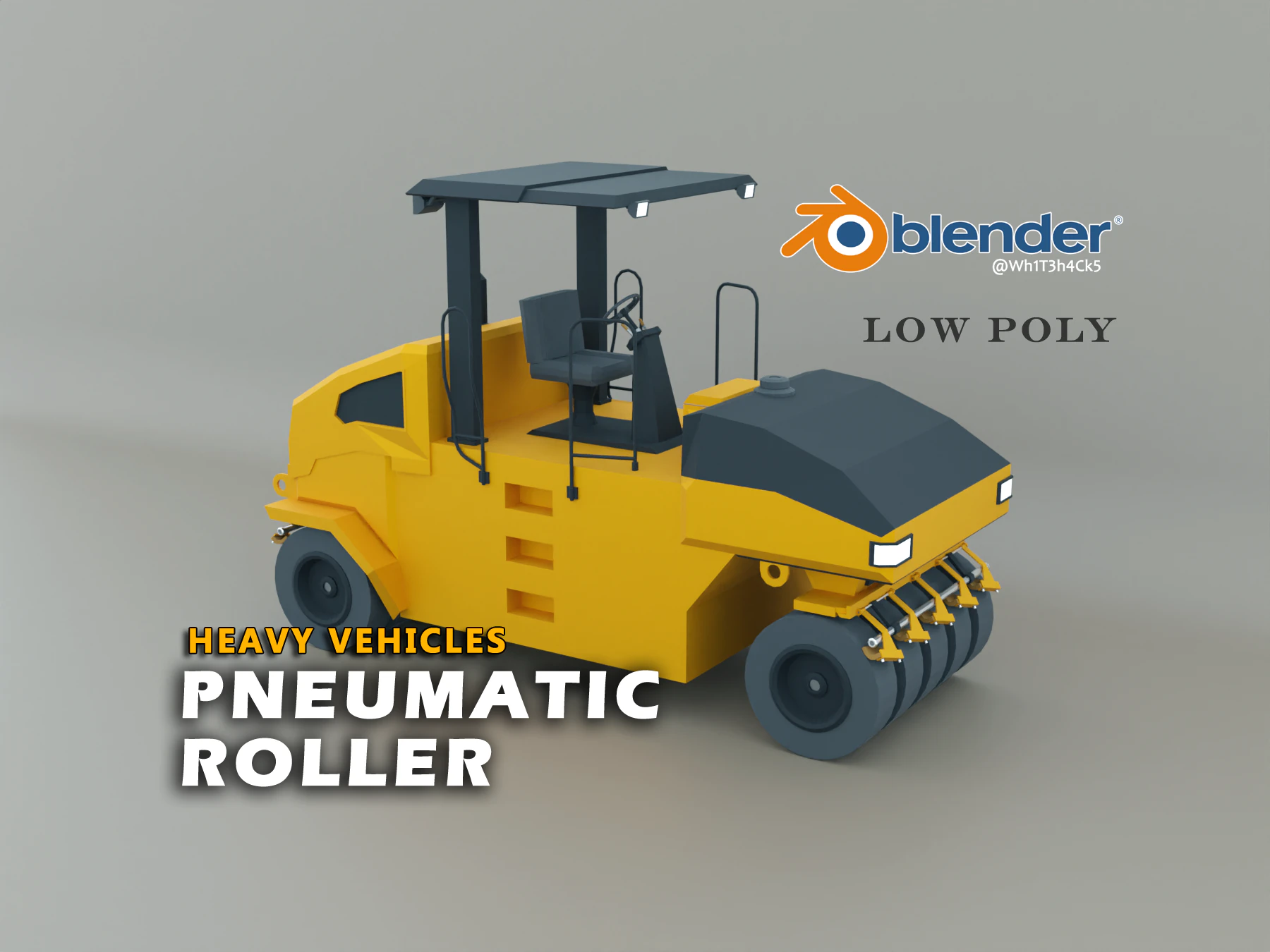 Pneumatic Roller - Heavy Vehicle 3D Model .c4d .max .obj .3ds .fbx .stl .blend 