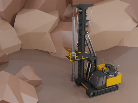 Rotary Drill - Heavy Vehicle 3D Model