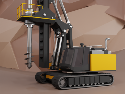 Rotary Drill - Heavy Vehicle 3D Model