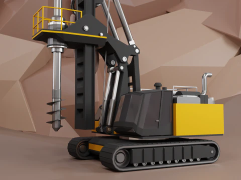 Rotary Drill - Heavy Vehicle 3D Model
